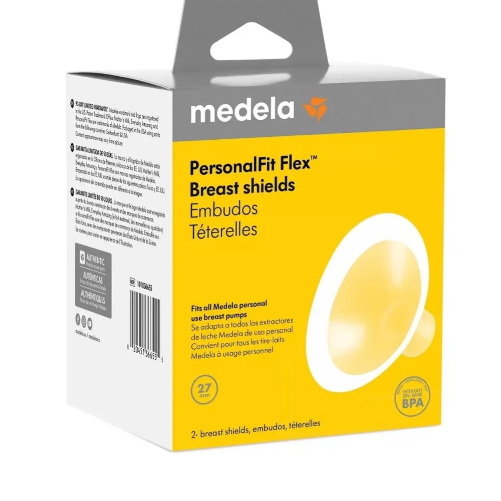 Medela 24 mm Flex Breast Shield in White and Yellow